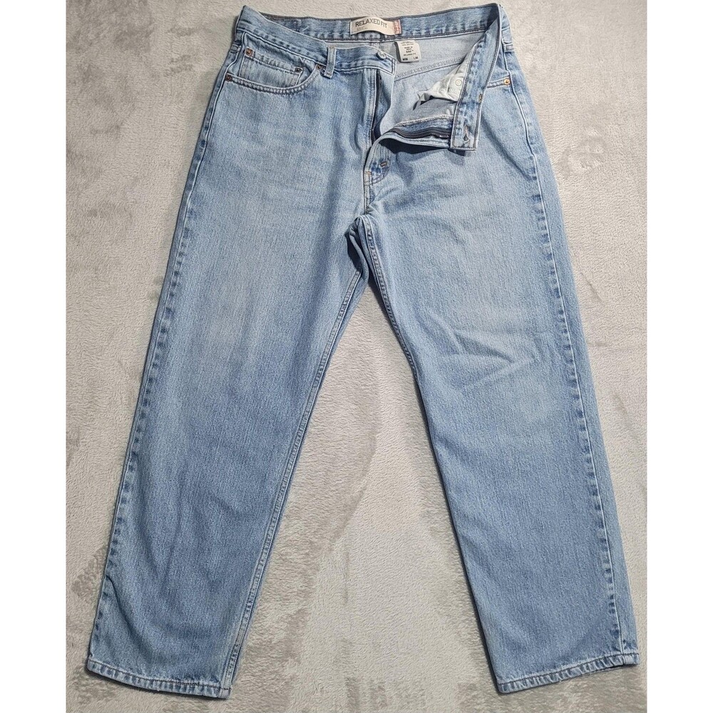Levi's 550 Jeans Mens 36x30 Blue Light Wash Relaxed Tapered Zip Fly Denim Cotton